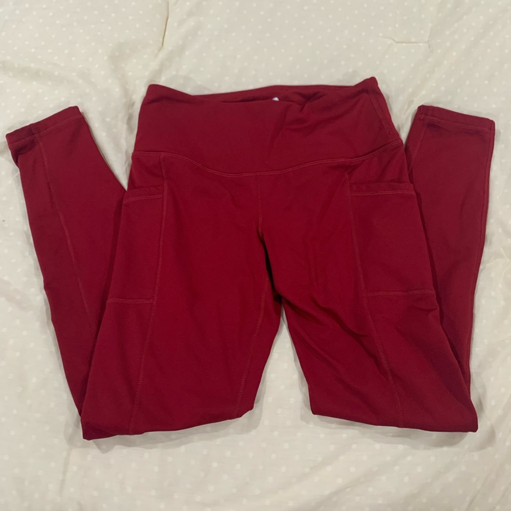 Fleece Lined Red Leggings
